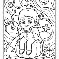 vampire sitting on pumpkin coloring pages