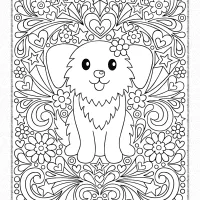 cute puppy coloring page for adults