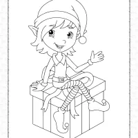 Elf Sitting on Gift Box Christmas Coloring Page 152 elf sitting on gift box christmas coloring page