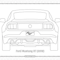 Ford Mustang GT 2015 Back View Outline 82 ford mustang gt 2015 back view outline