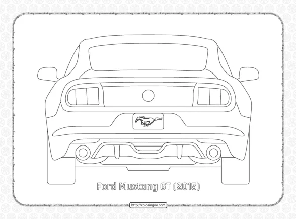 Ford Mustang GT 2015 Back View Outline 1 ford mustang gt 2015 back view outline