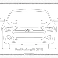 Ford Mustang GT 2015 Front View Outline 83 ford mustang gt 2015 front view outline
