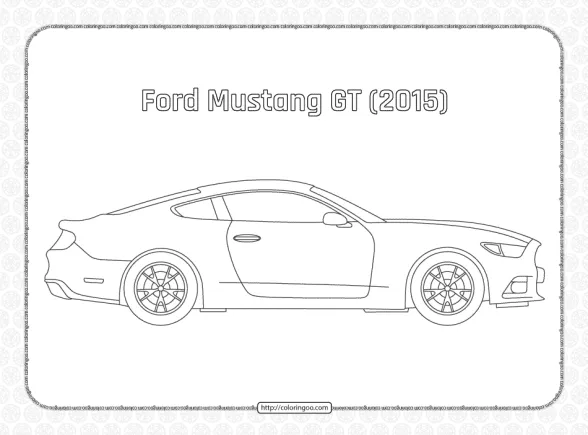 Ford Mustang GT 2015 Side View Outline 1 ford mustang gt 2015 side view outline