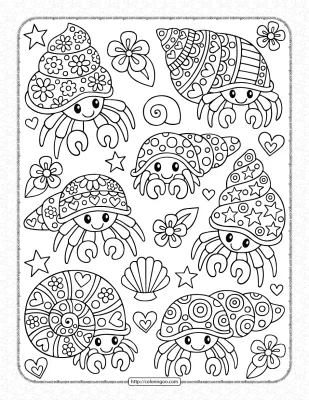 Hermit Crab Coloring Pages for Kids