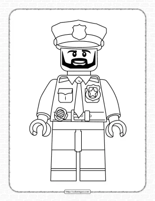 Lego Policeman with Black Beard Figure Coloring Page