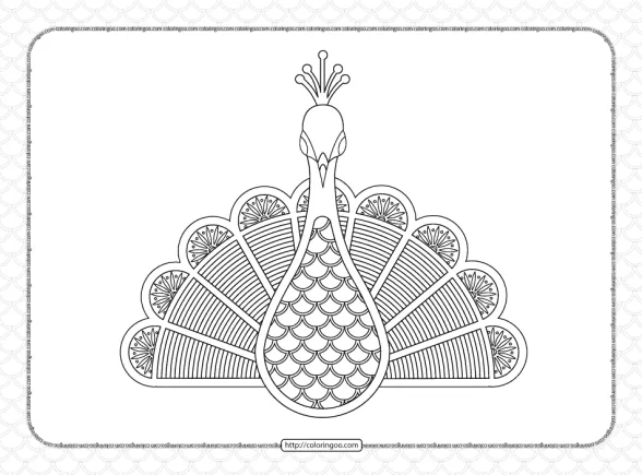 peacock illustration outline coloring page 1