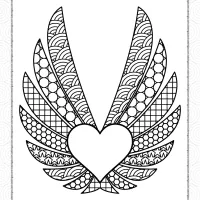 Printable Heart Wings Coloring Page 110 printable heart wings coloring page