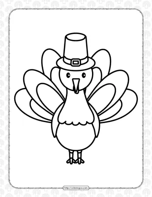 Simple Turkey in a Pilgrim Hat Coloring Page