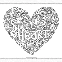 sweet heart coloring page for adults