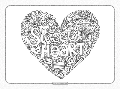 Sweet Heart Coloring Page for Adults