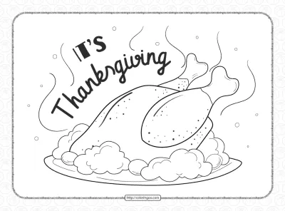 Thanksgiving Turkey on the Plate Coloring Page