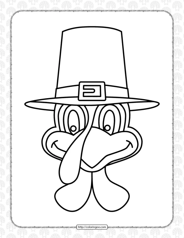 turkey head pilgrim hat coloring page