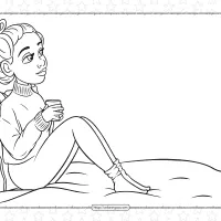 a girl on the bed coloring page