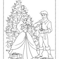 Ariel and Eric Christmast Gift Coloring Page 26 ariel and eric christmast gift coloring page