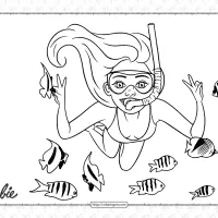 barbie swiming coloring page
