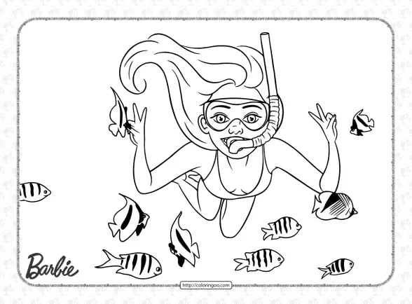 Barbie Swiming Coloring Page 1 barbie swiming coloring page