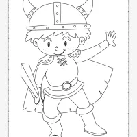 boy wearing a knight costume coloring page