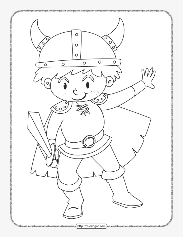 Boy Wearing a Knight Costume Coloring Page 1 boy wearing a knight costume coloring page