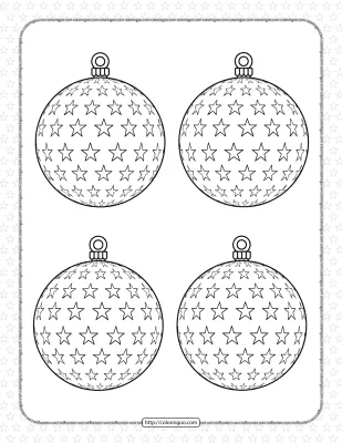Christmas Baubles with Stars Coloring Page