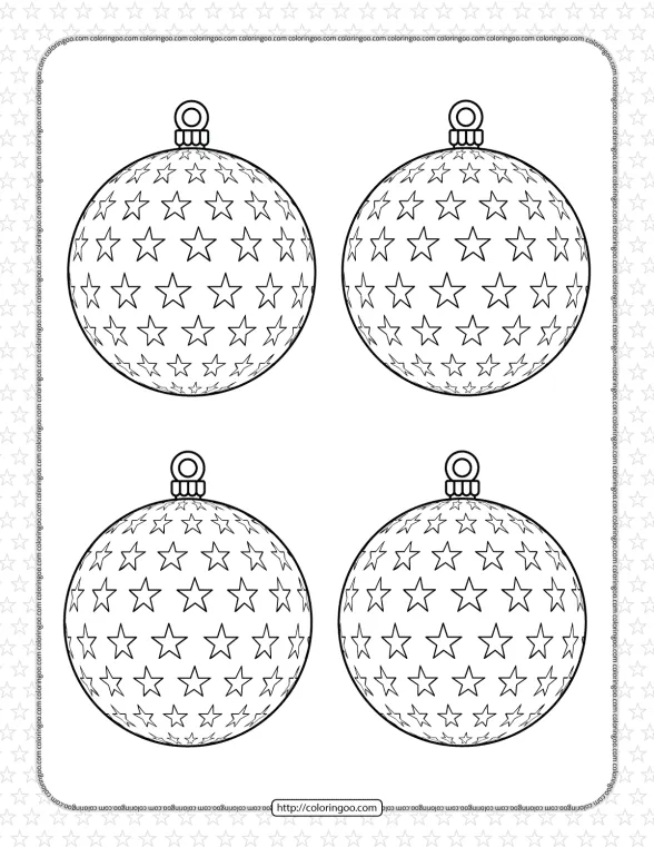 Christmas Baubles with Stars Coloring Page 1 christmas baubles with stars coloring page