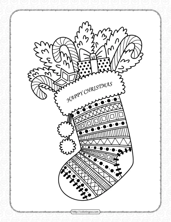 Christmas Stocking with Gifts Coloring Pages 1 christmas stocking with gifts coloring pages