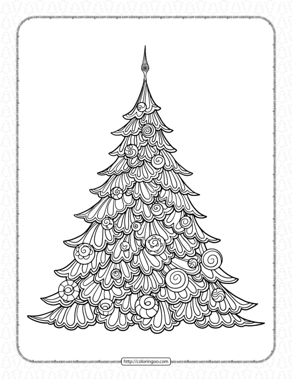 Christmas Tree Coloring Pages for Adults 1 christmas tree coloring pages for adults