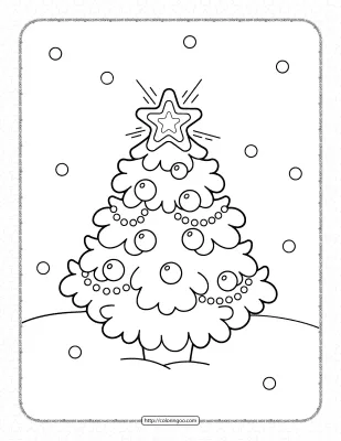 Christmas Tree with Ornaments and Gifts Coloring Page
