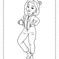 cute girl with a cup of coffee coloring page