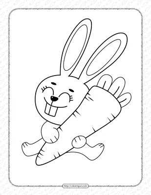Cute Little Rabbit with Carrot Coloring Pages