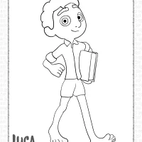 disney luca walking with a book coloring page