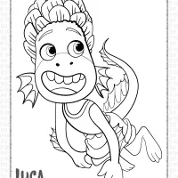 disney luca water alberto swimming coloring page