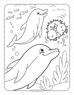 Free Dolphins Coloring Page