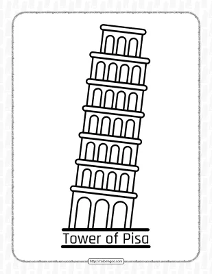 Free Tower of Pisa Coloring Pages