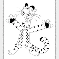 funny tiger animal pdf coloring page