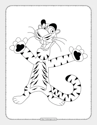 Funny Tiger Animal Pdf Coloring Page