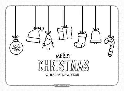 Merry Christmas and Happy New Year Coloring Page