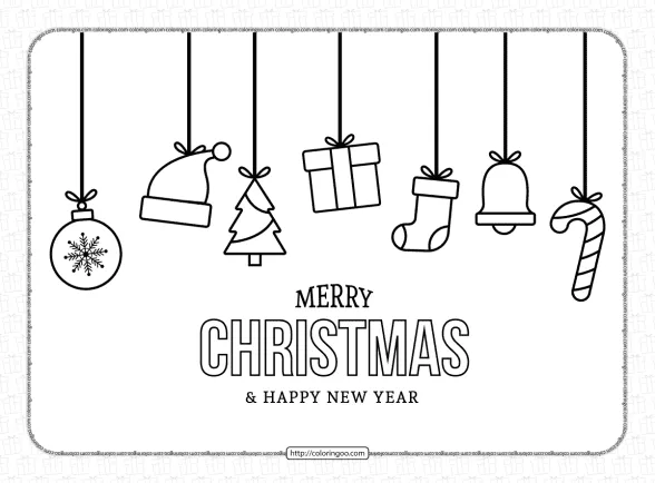 Merry Christmas and Happy New Year Coloring Page 1 merry christmas and happy new year coloring page