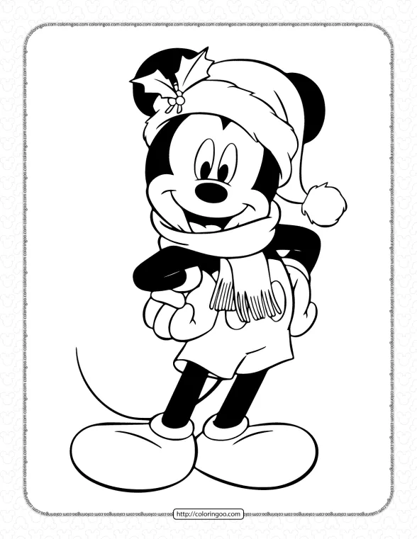 Mickey Mouse Ready for Christmas Coloring Page 1 mickey mouse ready for christmas coloring page