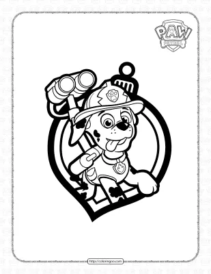 Paw Patrol Marshall Christmas Ornaments Coloring Page