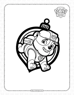 Paw Patrol Rubble Christmas Ornaments Coloring Page