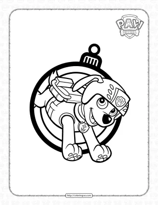 Paw Patrol Zuma Christmas Ornaments Coloring Page