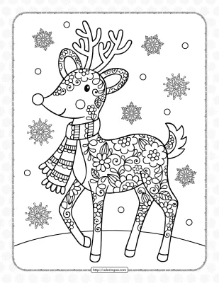 Printable Christmas Deer Coloring Pages