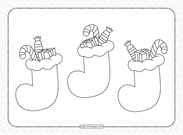 Printable Christmas Stocking with Gifts Coloring Page 1 printable christmas stocking with gifts coloring page