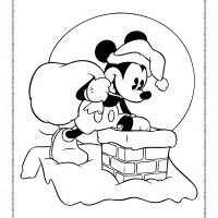santa mickey mouse with gift sack coloring pages