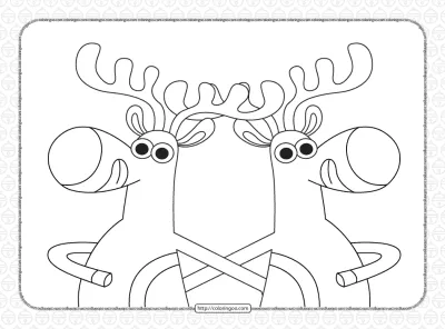 Santa Reindeers Christmas Coloring Page