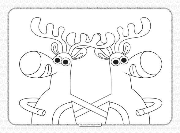Santa Reindeers Christmas Coloring Page 1 santa reindeers christmas coloring page