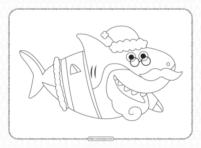 Santa Shark Christmas Coloring Pages