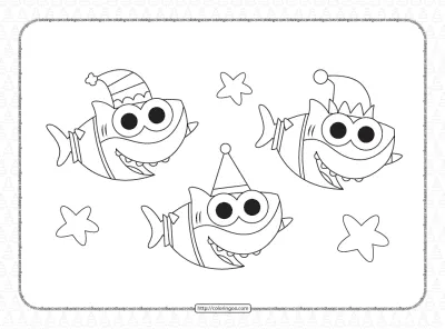 Santa Shark Christmas Coloring Pages for Kids