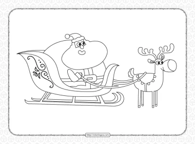 Santa Sleigh Reindeer Christmas Coloring Page