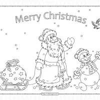 Santa Sleigh Sack and Snowman Coloring Page 138 santa sleigh sack and snowman coloring page